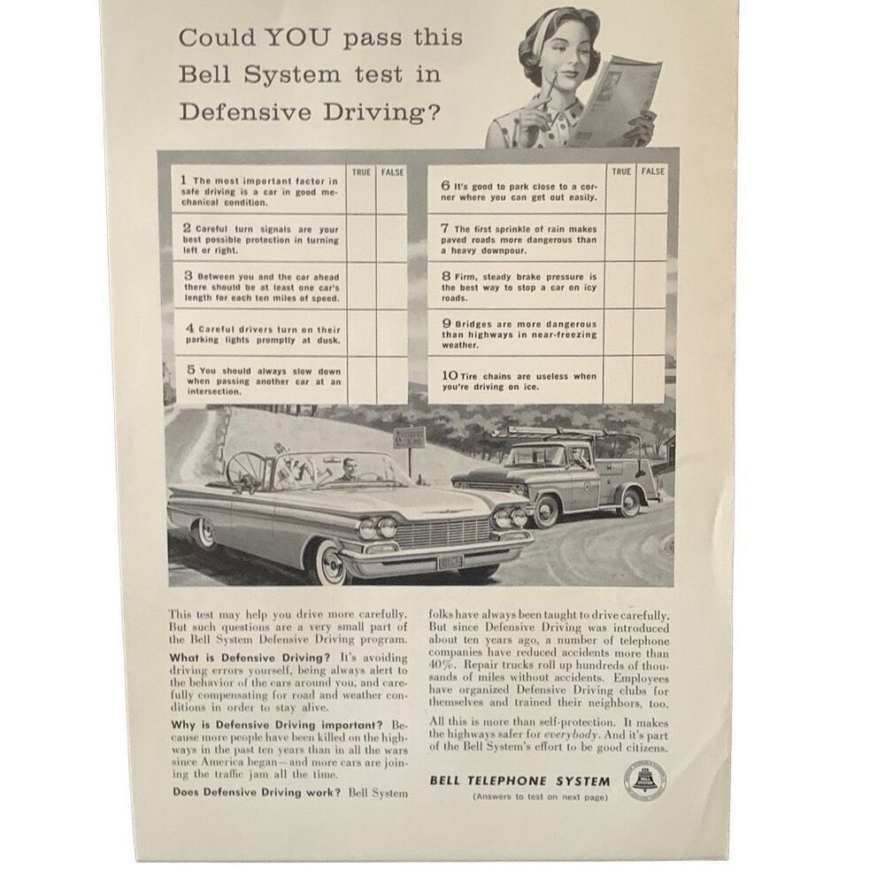 Vintage 1960 Bell Telephone System Could You Pass Ad Advertisement